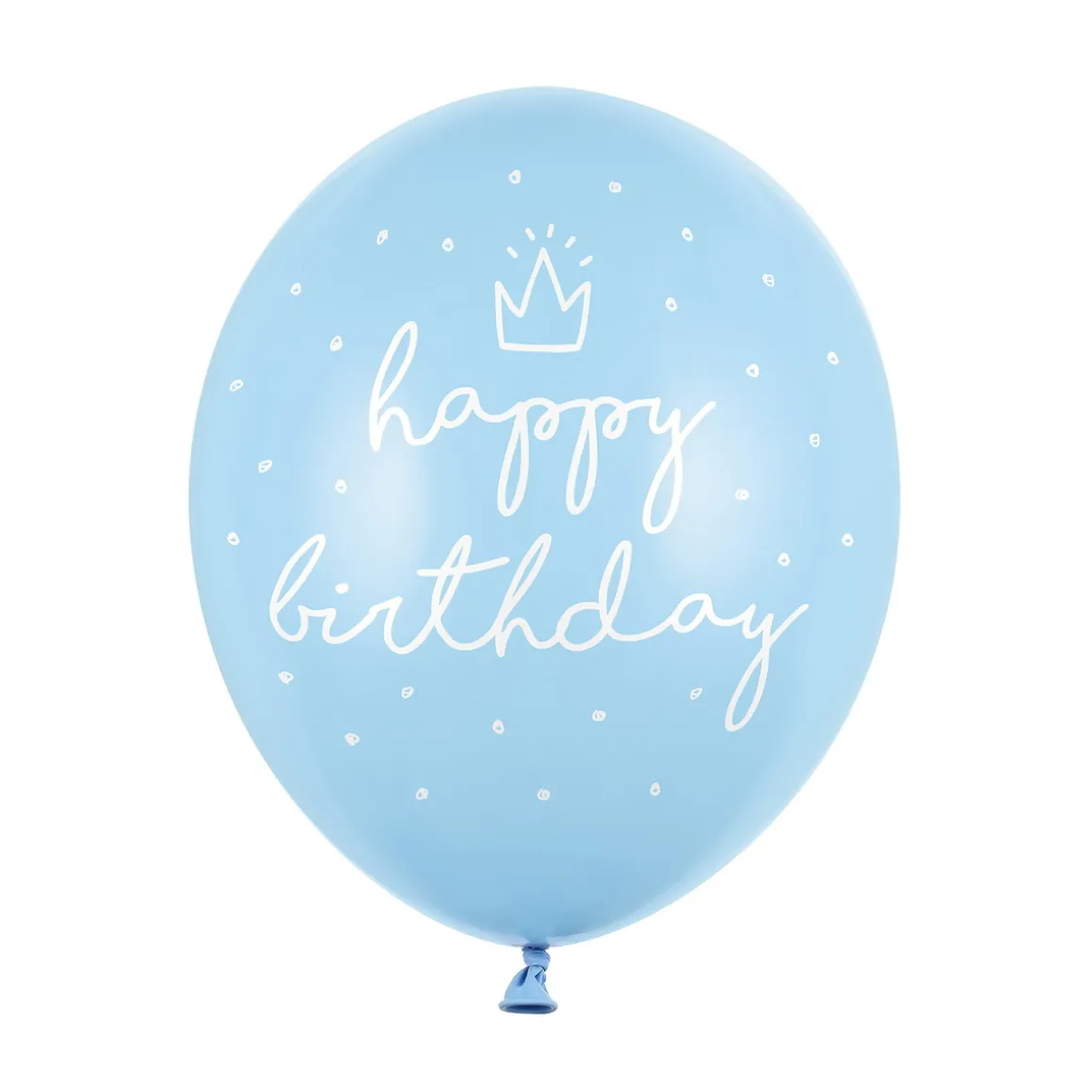 Latexballoner 6-pak Ø30 cm – lyseblå med teksten Happy Birthday