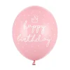 Latexballoner 6-pak Ø30 cm – rosa med teksten Happy Birthday