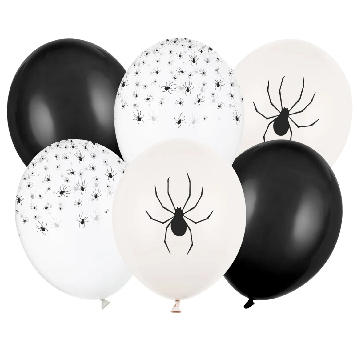 Latexballoner 6-pak, uhyggelige balloner med edderkopper til halloween! Ø30 cm