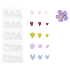 Lerstempler 5×3 forskellige slags små blomsterblade til blomster