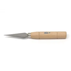 Lerværktøj Lancet, tynd lerkniv (skalpel) af metal med træhåndtag. Længde 16 cm.