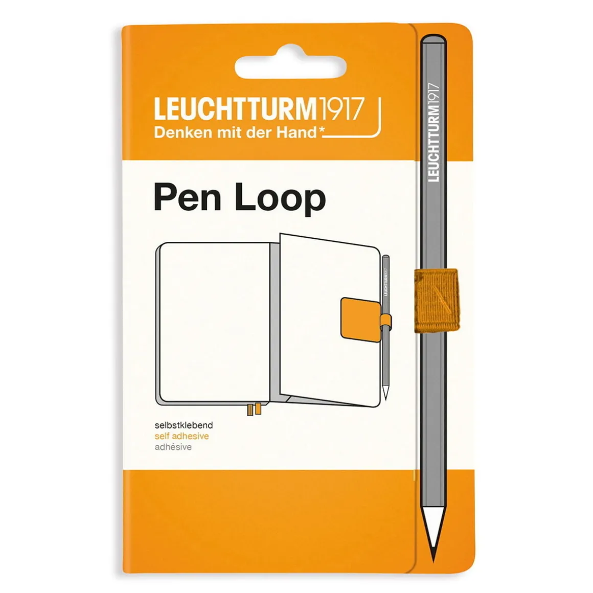 Leuchtturm1917 Pen Loop – gul selvklæbende penneholder til notesbøger