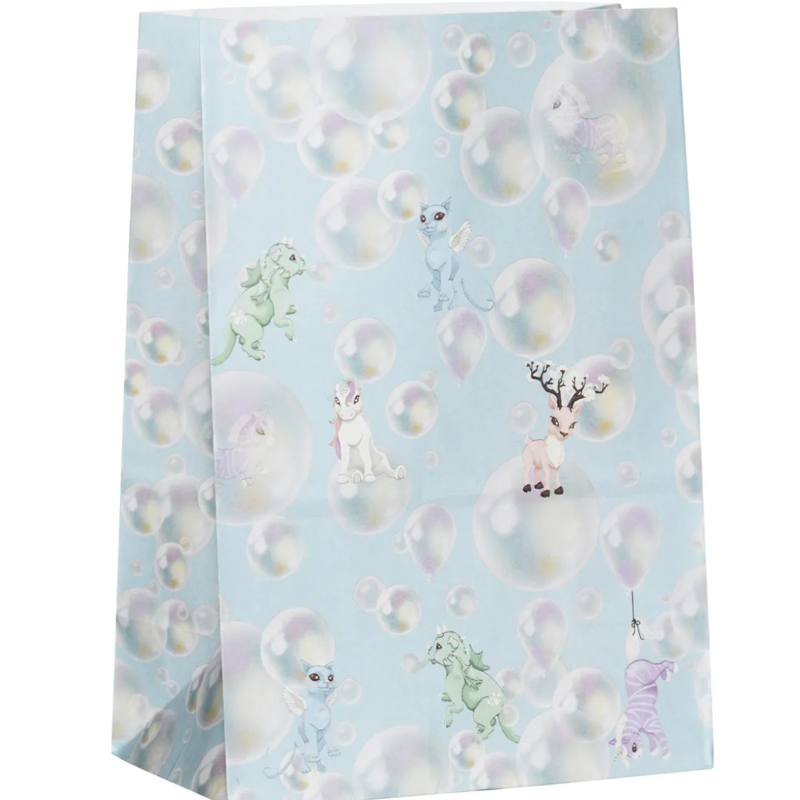 24 levnedsmiddelgodkendte poser af papir, 16×9×23 cm – bobler & sagndyr