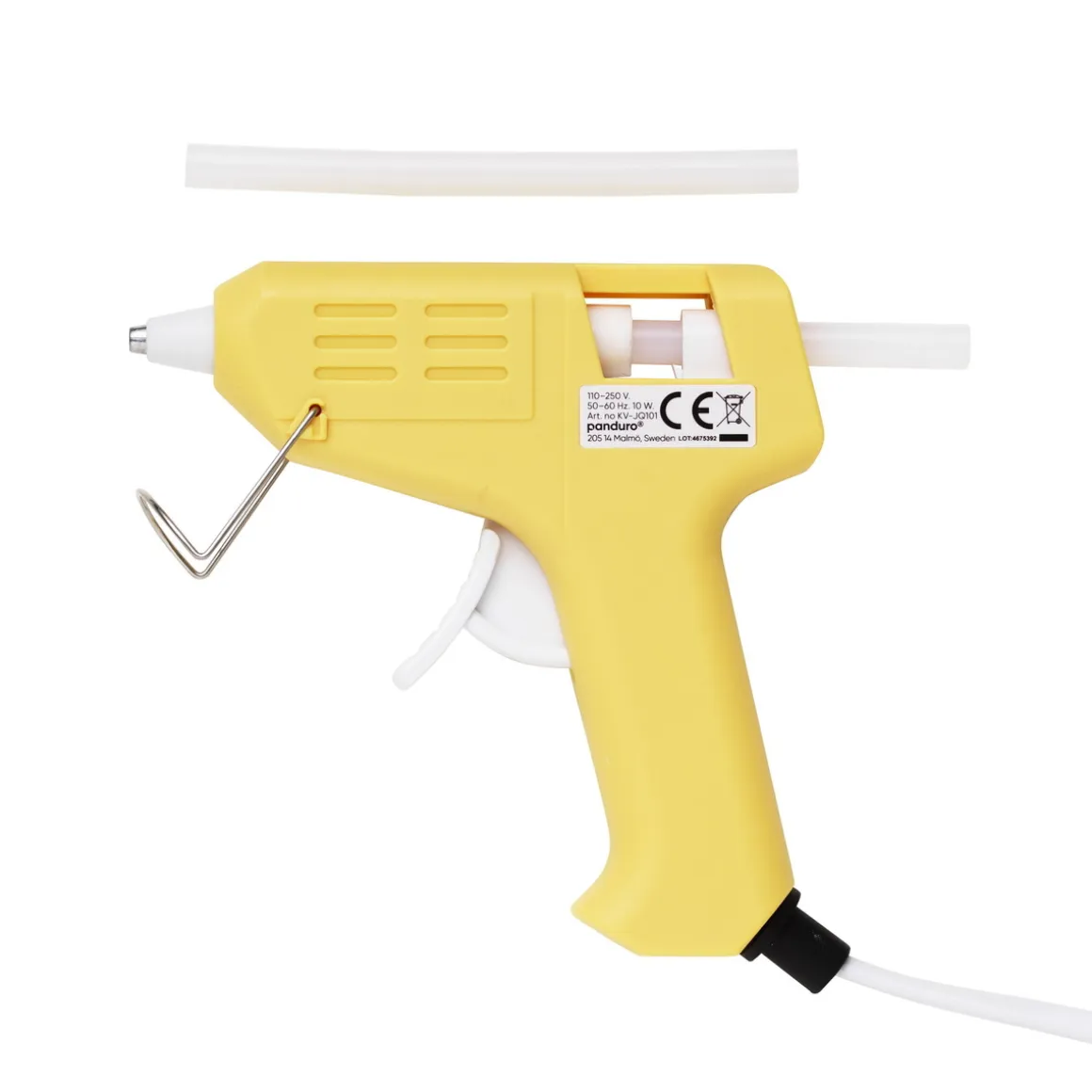 Limpistol Mini 7mm Gul, 10W, 175 cm ledningslængde. 2 limstave medfølger