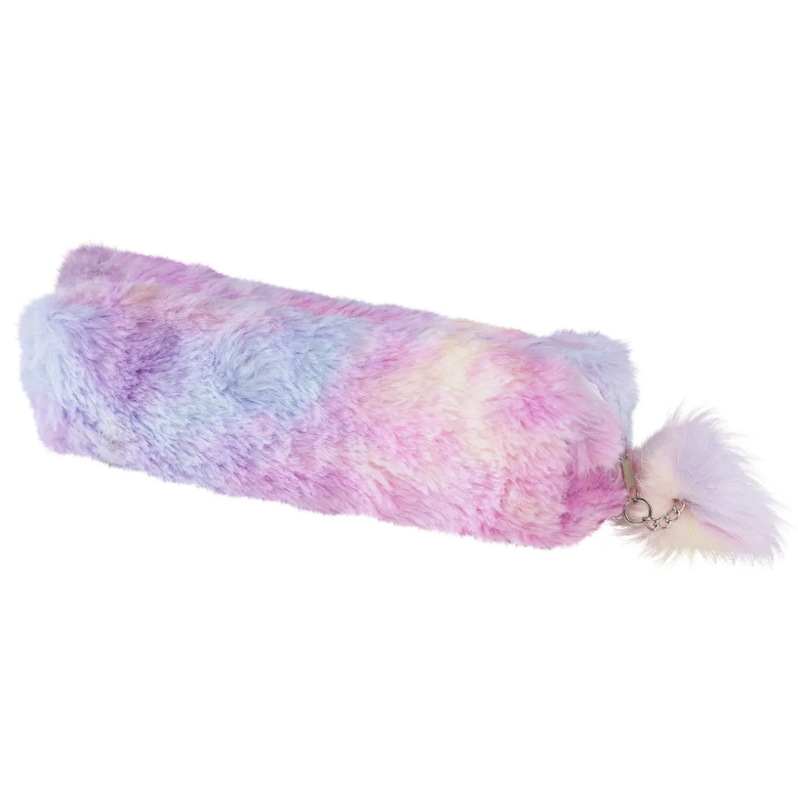 Loddent penalhus med masser af lodden pels i rosa pastelfarver! 20×6×6 cm