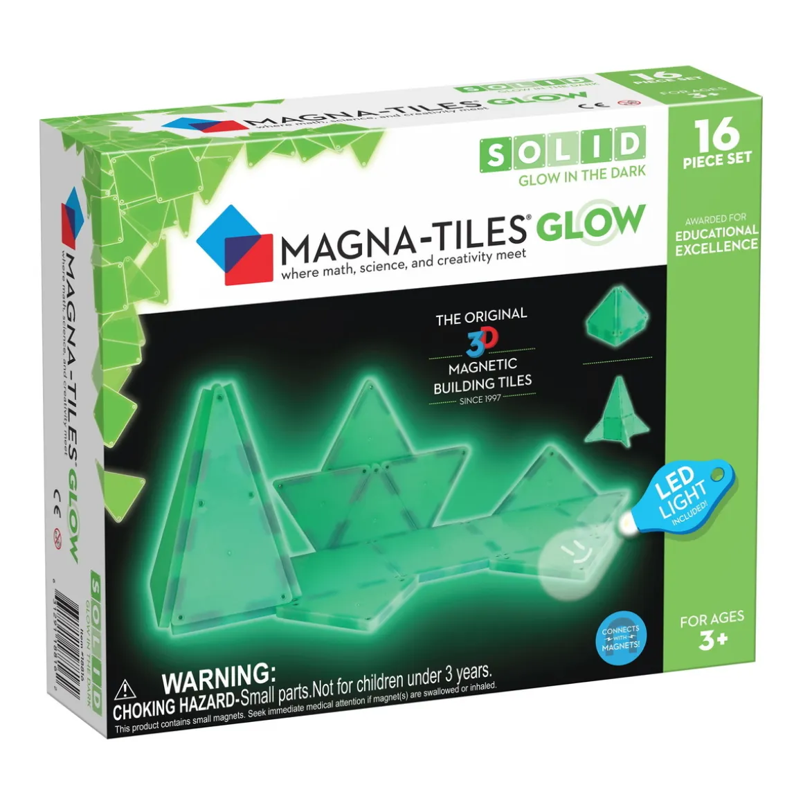 Magna-tiles Glow 16 – selvlysende magnetstykker, som får kreationer til at lyse!