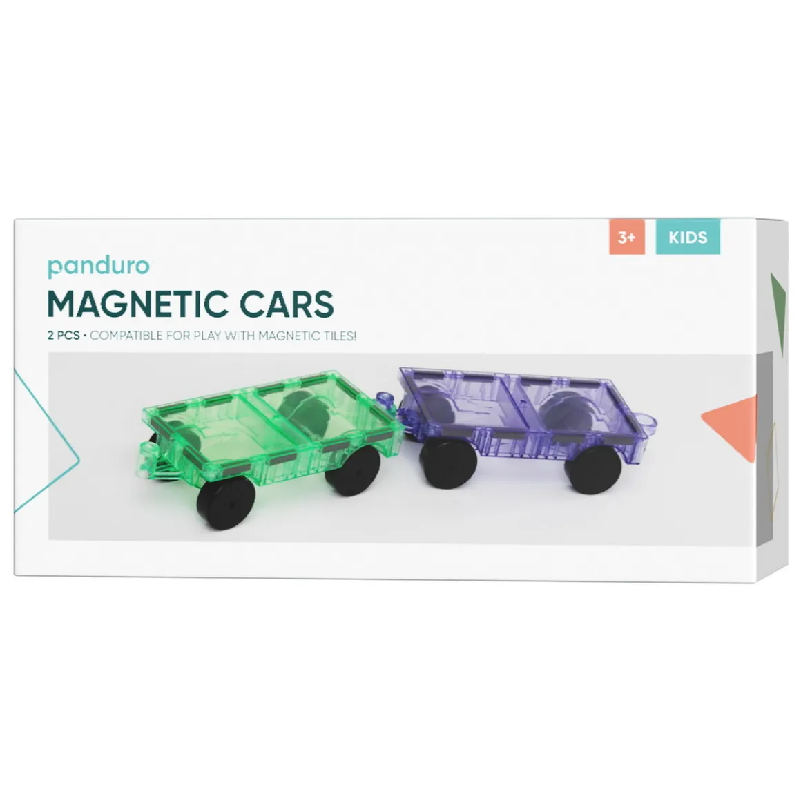 Magnetic Tiles biler 2-pak, byg seje køretøjer med magnetisme! 15×7,5×4,5 cm