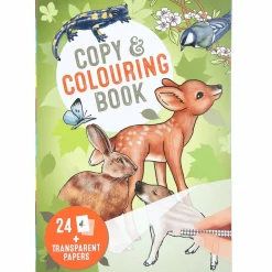 Malebog Copy & Colouring Book – tegn og kalker dyr + 24 transparente ark