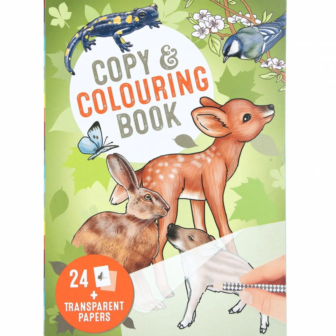 Malebog Copy & Colouring Book – tegn og kalker dyr + 24 transparente ark