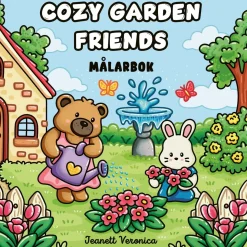 Malebog Cozy Garden Friends, hyggelig malebog med 40 afslappende motiver, 25×25 cm