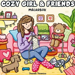 Malebog Cozy Girl & Friends, farvelæg 40 hyggelige og hverdagsagtige motiver, 25×25 cm