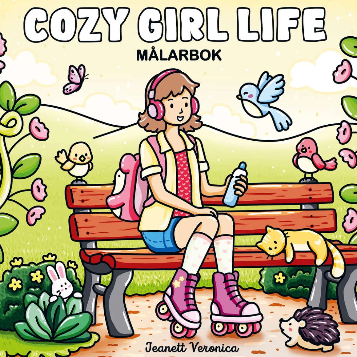 Malebog Cozy Girl Life, en hyggelig malebog med 40 afslappende motiver, 25×25 cm