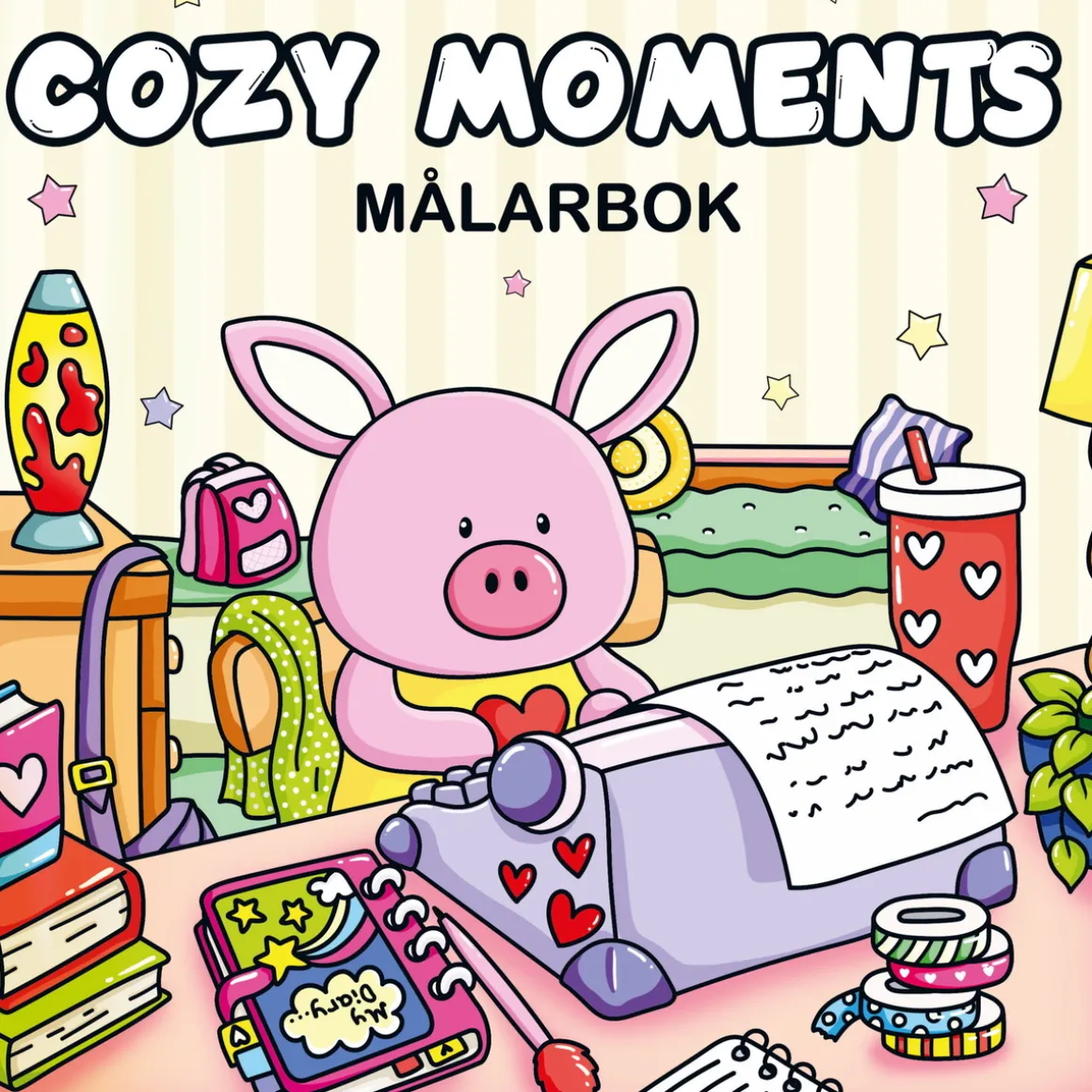 Malebog Cozy Moments, en afslappende og hyggelig malebog med 40 søde motiver, 25×25 cm