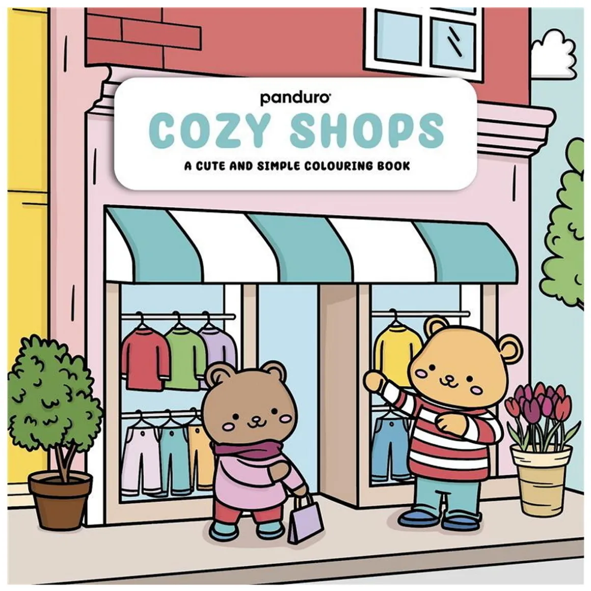 Malebog Cozy Shops, rolige og søde motiver fra butikker, 30 motiver, 20×20 cm
