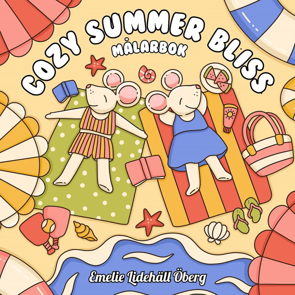 Malebog Cozy Summer Bliss, farvelæg 40 sommerlige motiver! 25×25 cm