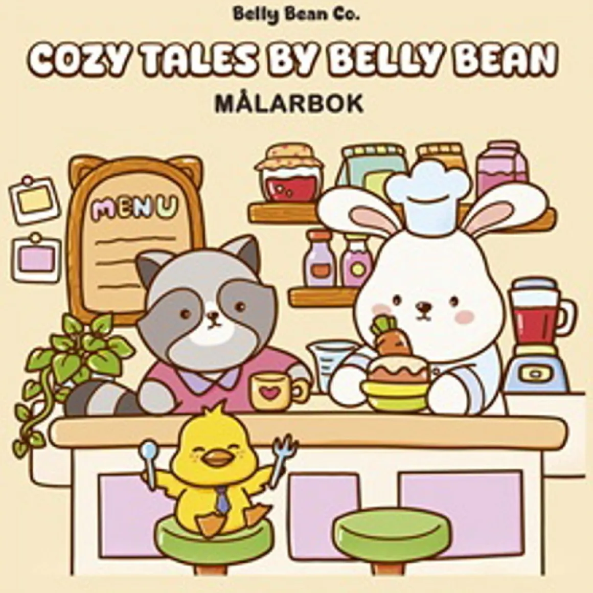 Malebog Cozy Tales by Belly Bean, farvelæg 40 megasøde motiver! 25,4×25,4 cm