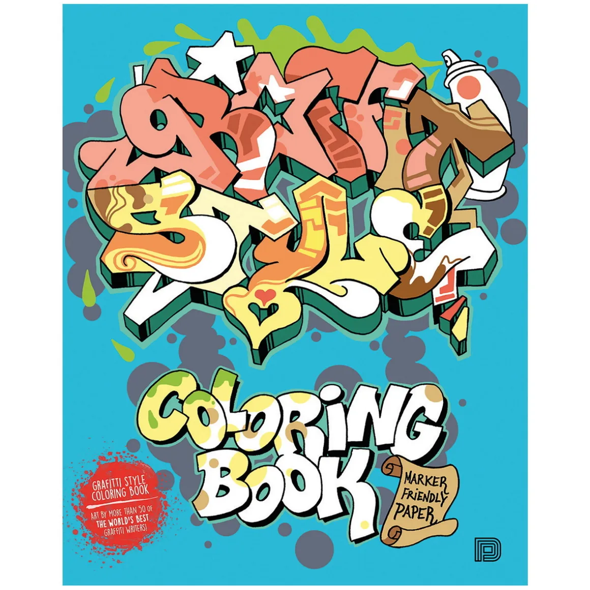 Malebog Graffiti Style Coloring Book, farvelæg 50 graffitimotiver, 20×25 cm