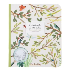 Malebog Moulin Roty, 20 sider med botaniske motiver + 148 stickers, 24×28 cm