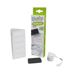 Marky tekstilstempel refill, stempelpude, 40 etiketter og 1 meter iron-on-tape