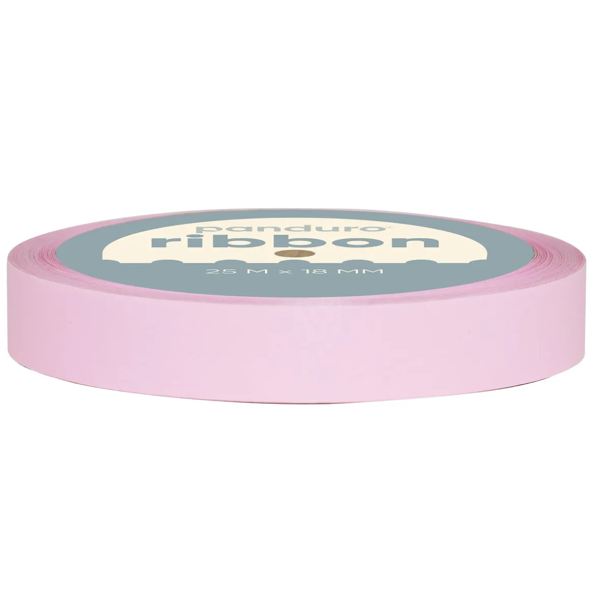 Mat, lys rosa gavebånd – 25 meter langt, 1,8 cm bredt