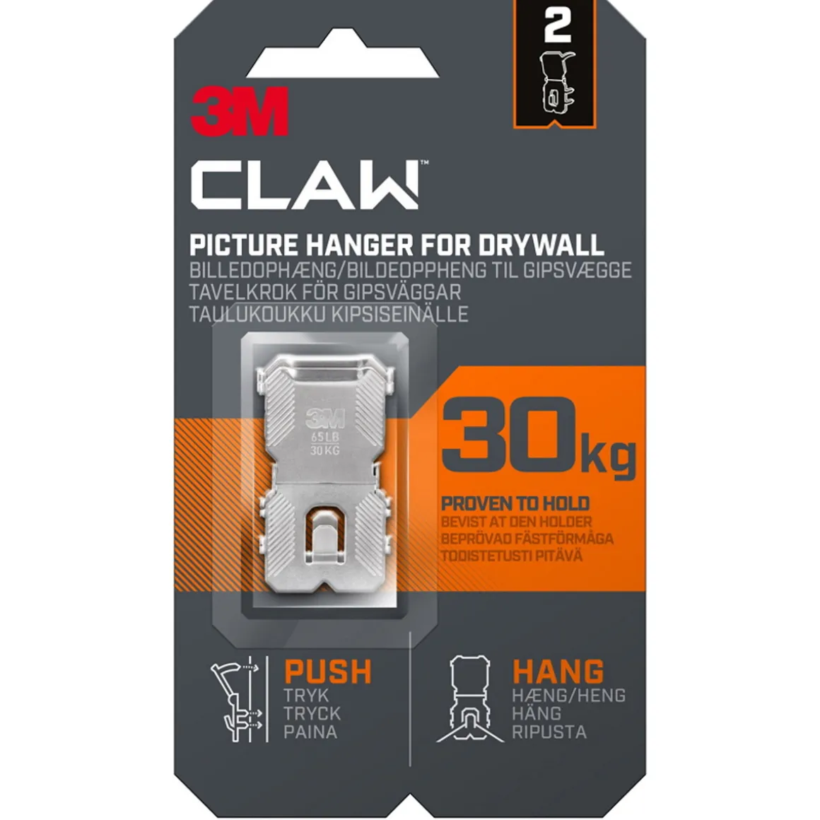 3M Claw billedkrog med 30 kilos bæreevne, 2-pak