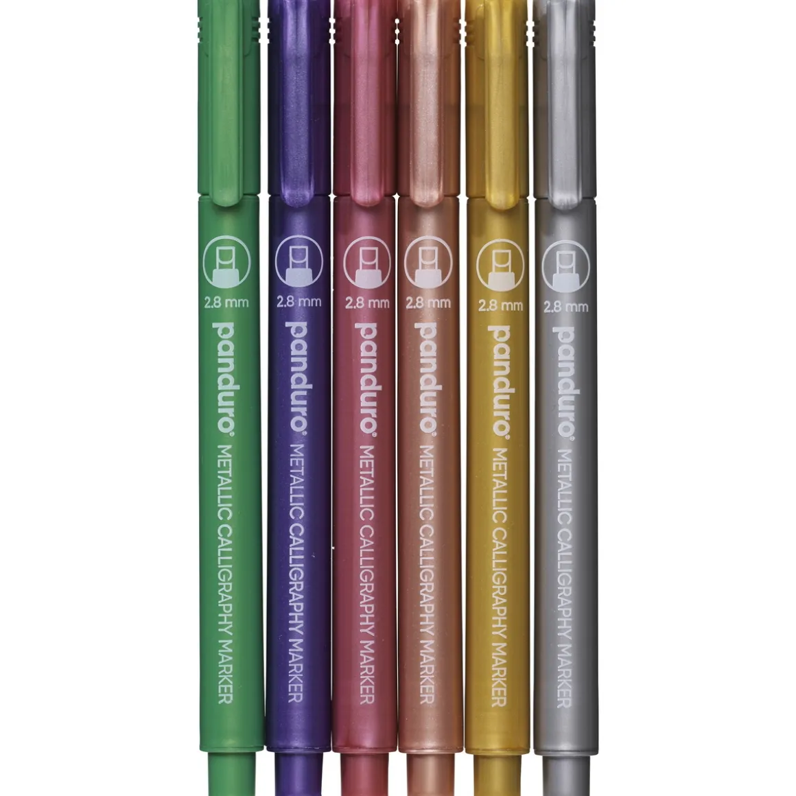 Metallicpenne med kalligrafispidser 0,5–3 mm skrivebredde, 6-pak