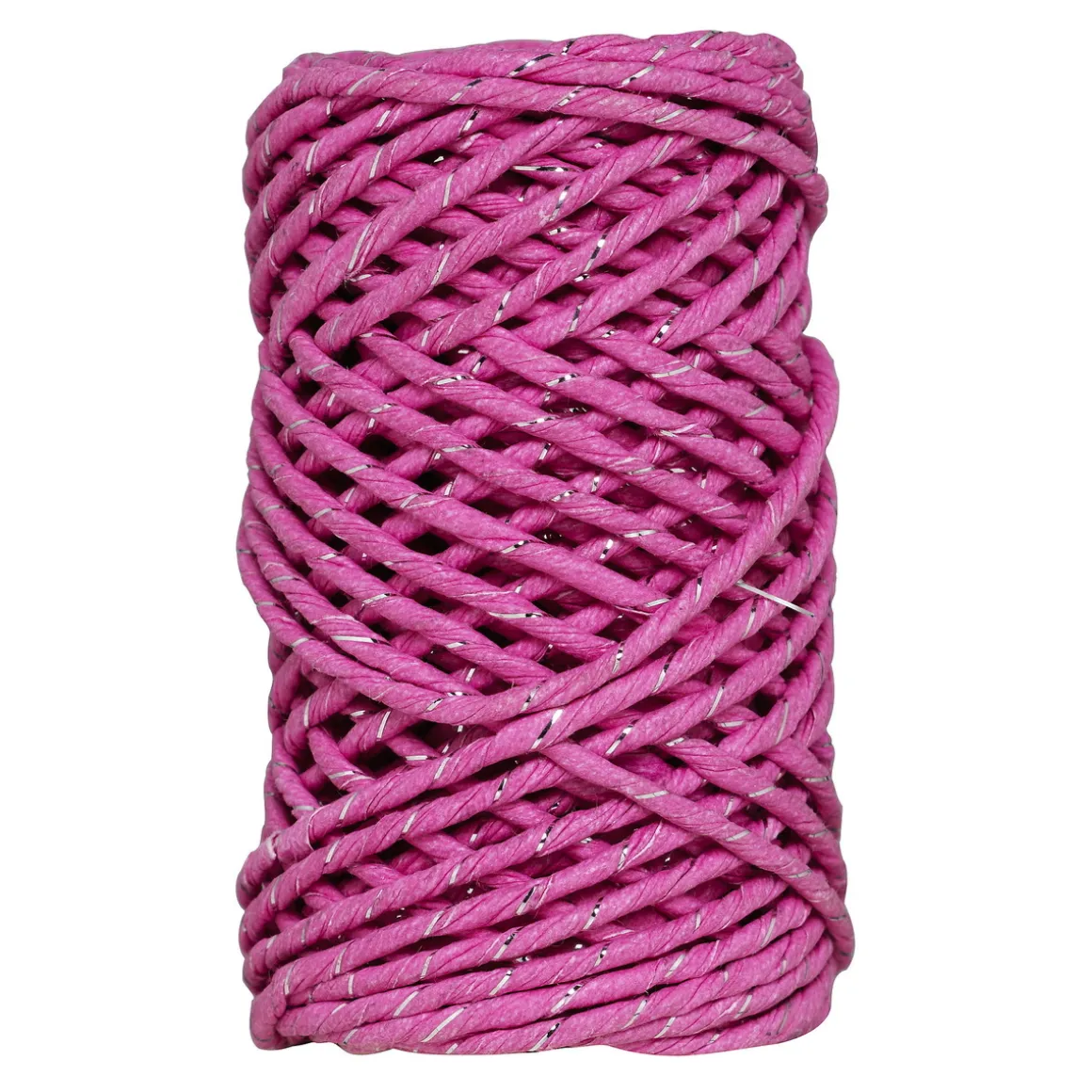 20 meter lang, cerise papirsnor med guldtråd