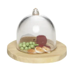 Miniaturekit med en ostebakke, bakken er Ø3,5 cm, og ostekuplen 2,5 cm høj