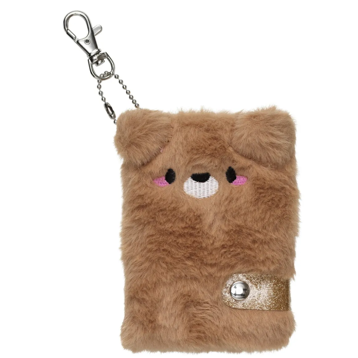 Mini-notesbog Bjørn, sød og fluffy med karabinhage, 65 ark, 7,5×10 cm