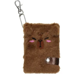 Mini-notesbog Capybara, sød og blød med karabinhage, 65 ark, 7,5×10 cm