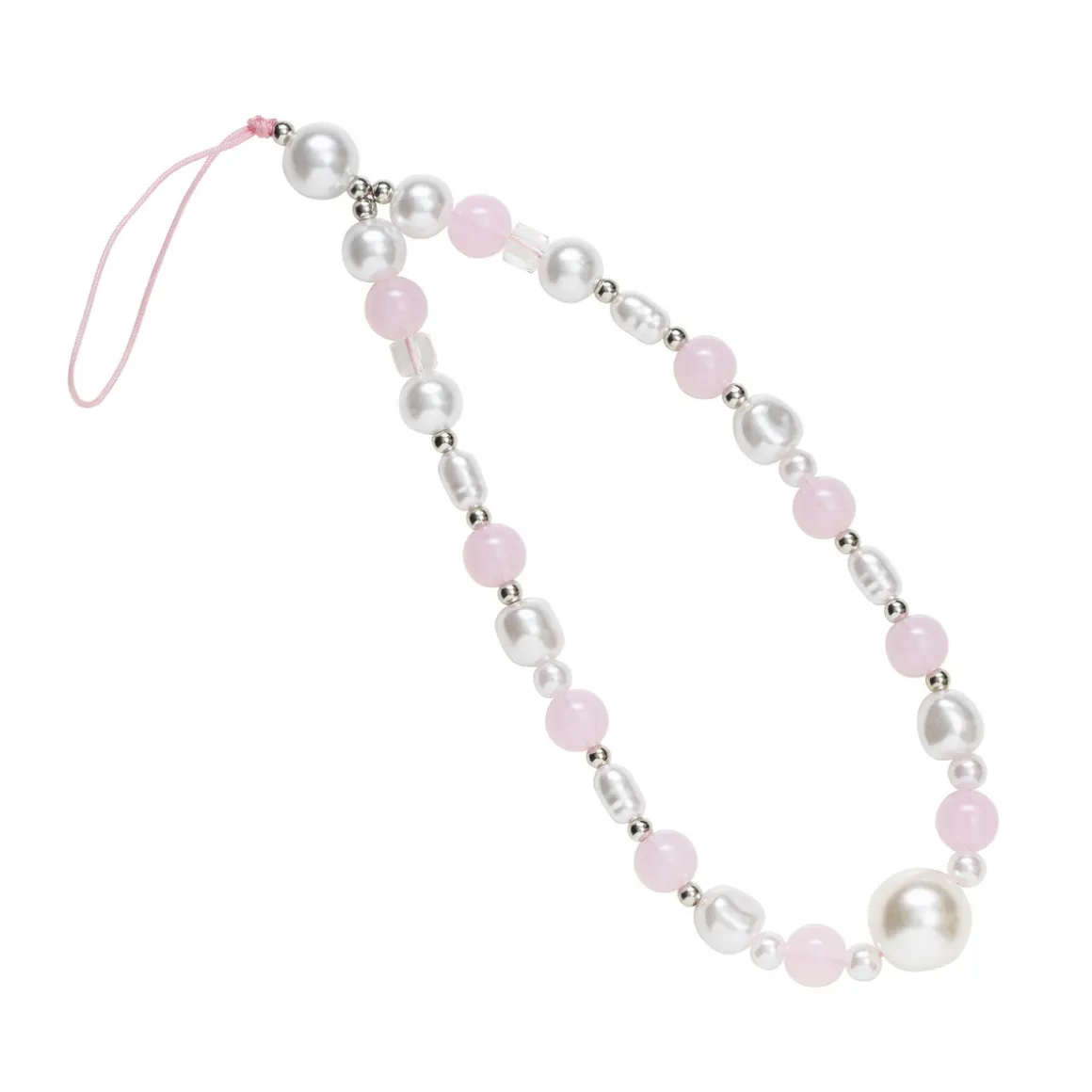 Mobilkæde, mobilrem 17 cm – perlemorsskinnende perler