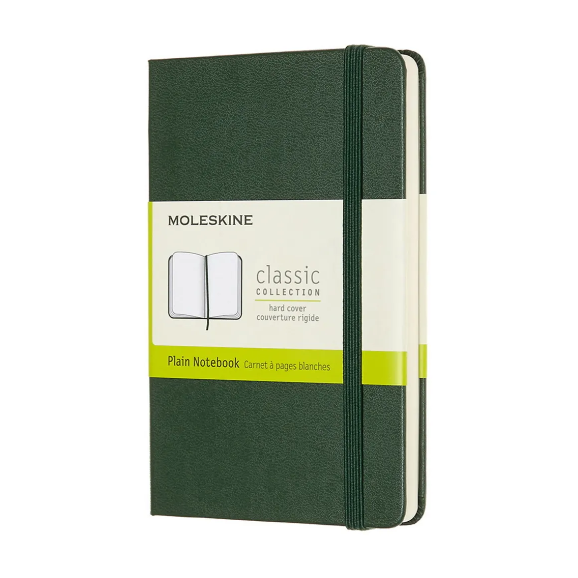 Moleskine Classic Notebook Pocket (9x14 cm), grønt, hårdt omslag – 192 ulinjerede sider