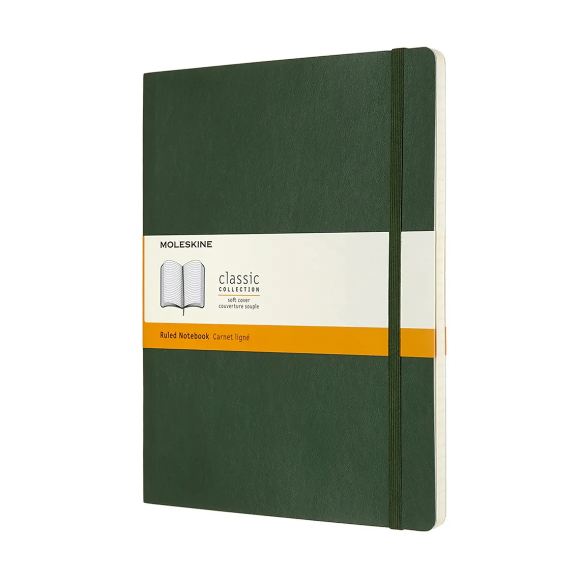 Moleskine Classic Notebook XL (19x25 cm), grønt, blødt omslag – 192 linjerede sider