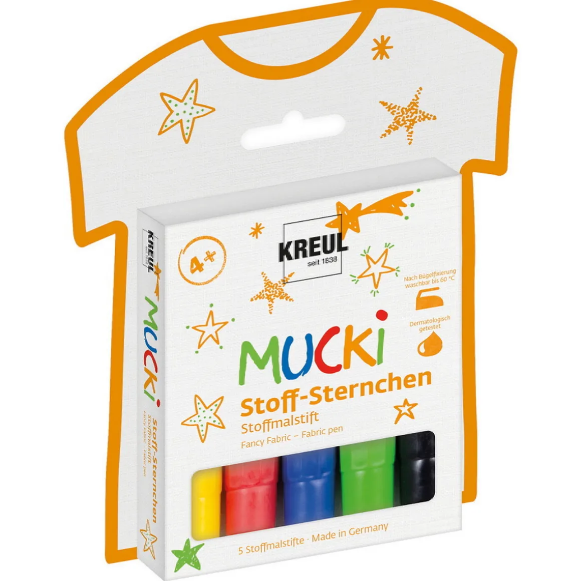 Mucki tekstilpenne stjerner, 5-pak