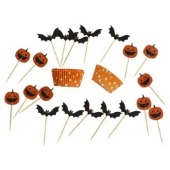 20 muffinsforme og 20 partypicks med halloweenmotiv!