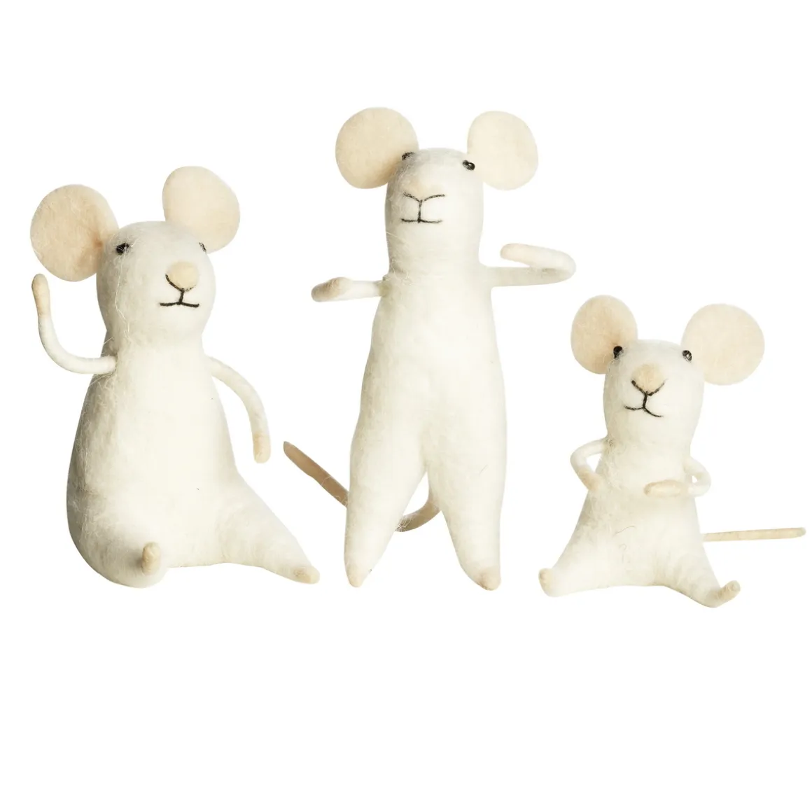 Musefamilie hvid H.6,5-10cm 3s