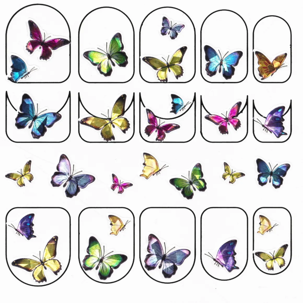 Neglestickers butterfly – 28 negleklistermærker med smukke sommerfugle