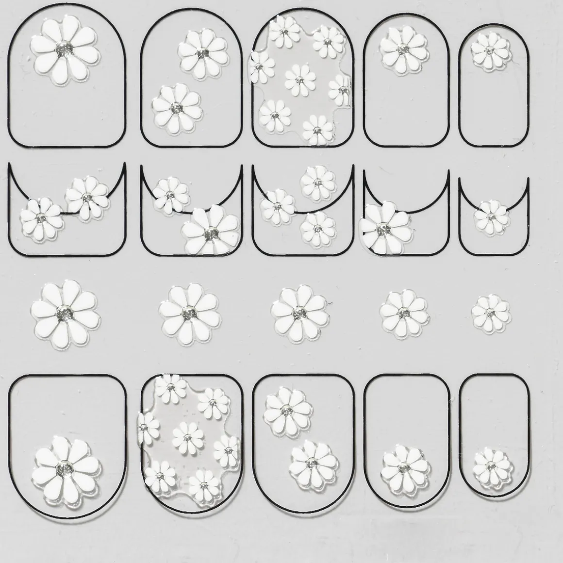 Neglestickers daisy – 26 negleklistermærker med hvide tusindfryd