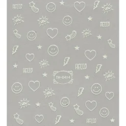 Neglestickers selvlysende, glow in the dark. 1 ark nail stickers a 8,5×10 cm