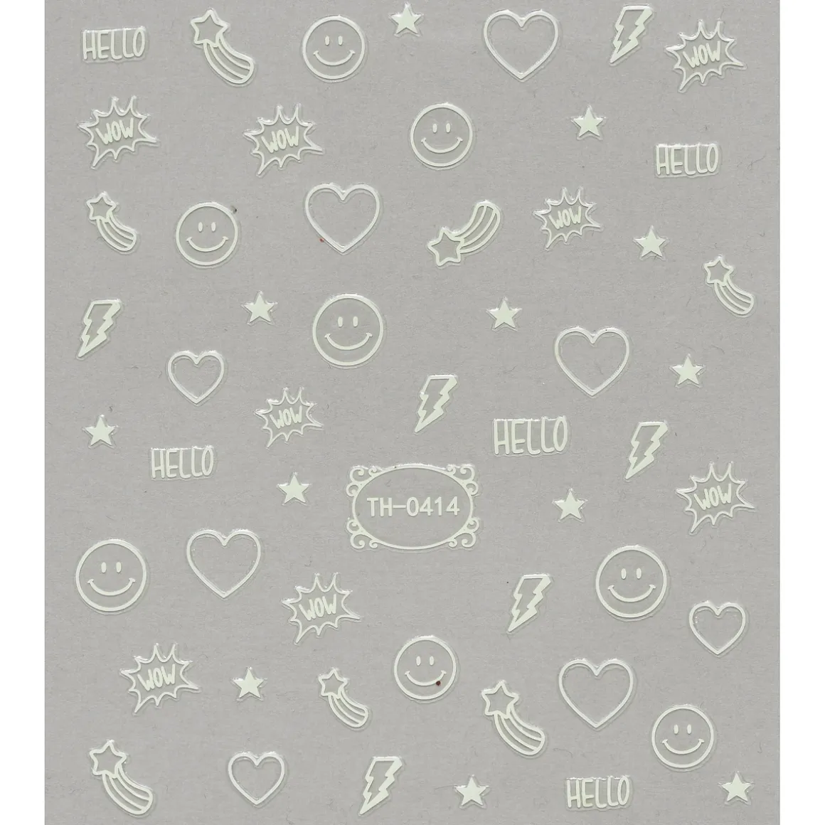 Neglestickers selvlysende, glow in the dark. 1 ark nail stickers a 8,5×10 cm