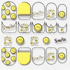 Neglestickers smiley – 20 negleklistermærker med smileys, tekst og små miniperler