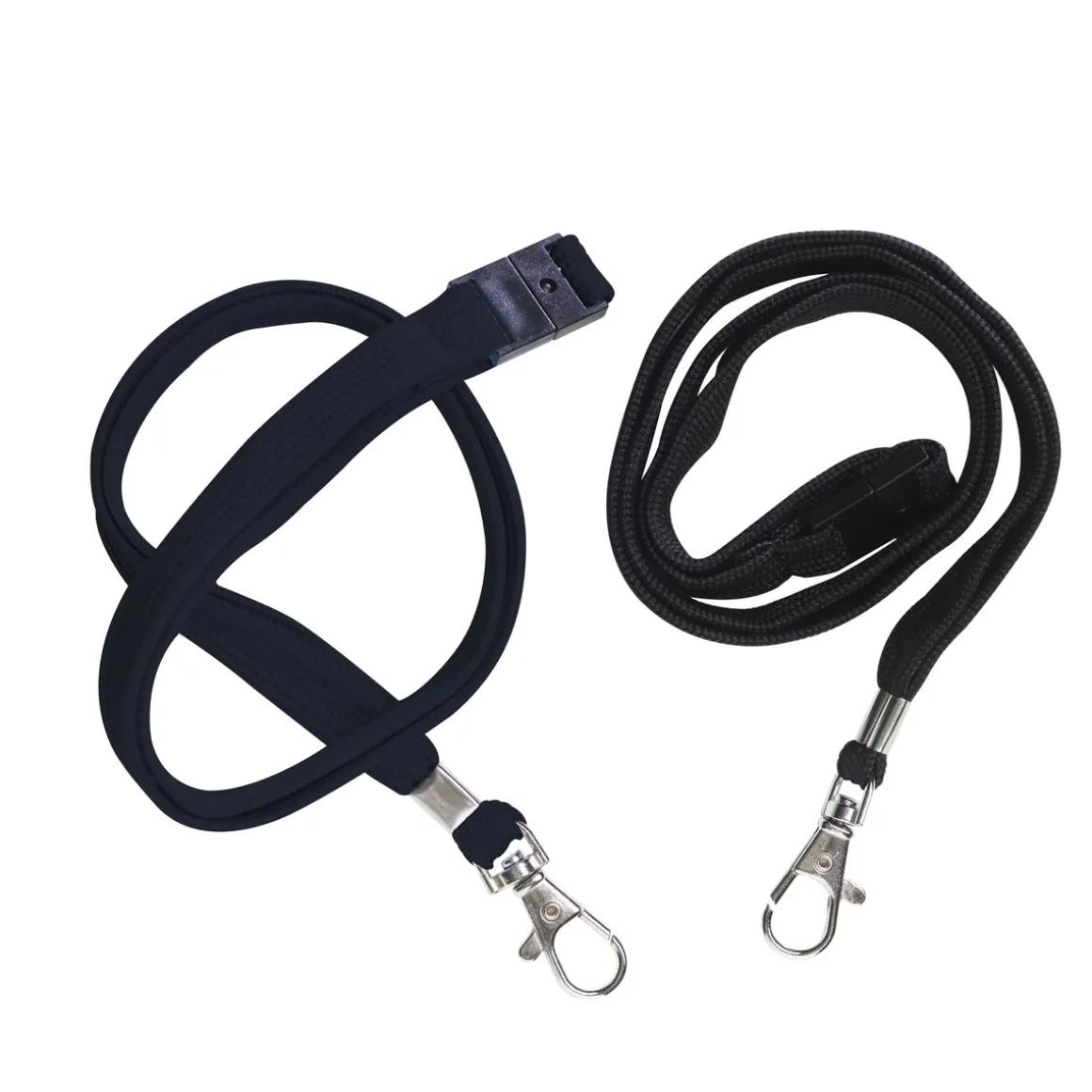Nøglebånd lanyard 2-pak, sort med metalbeslag og sikkerhedslås