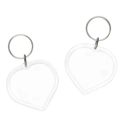 Nøglering med delbar billedholder, hjerte, 2-pak. 5×8 cm (inkl. ring)