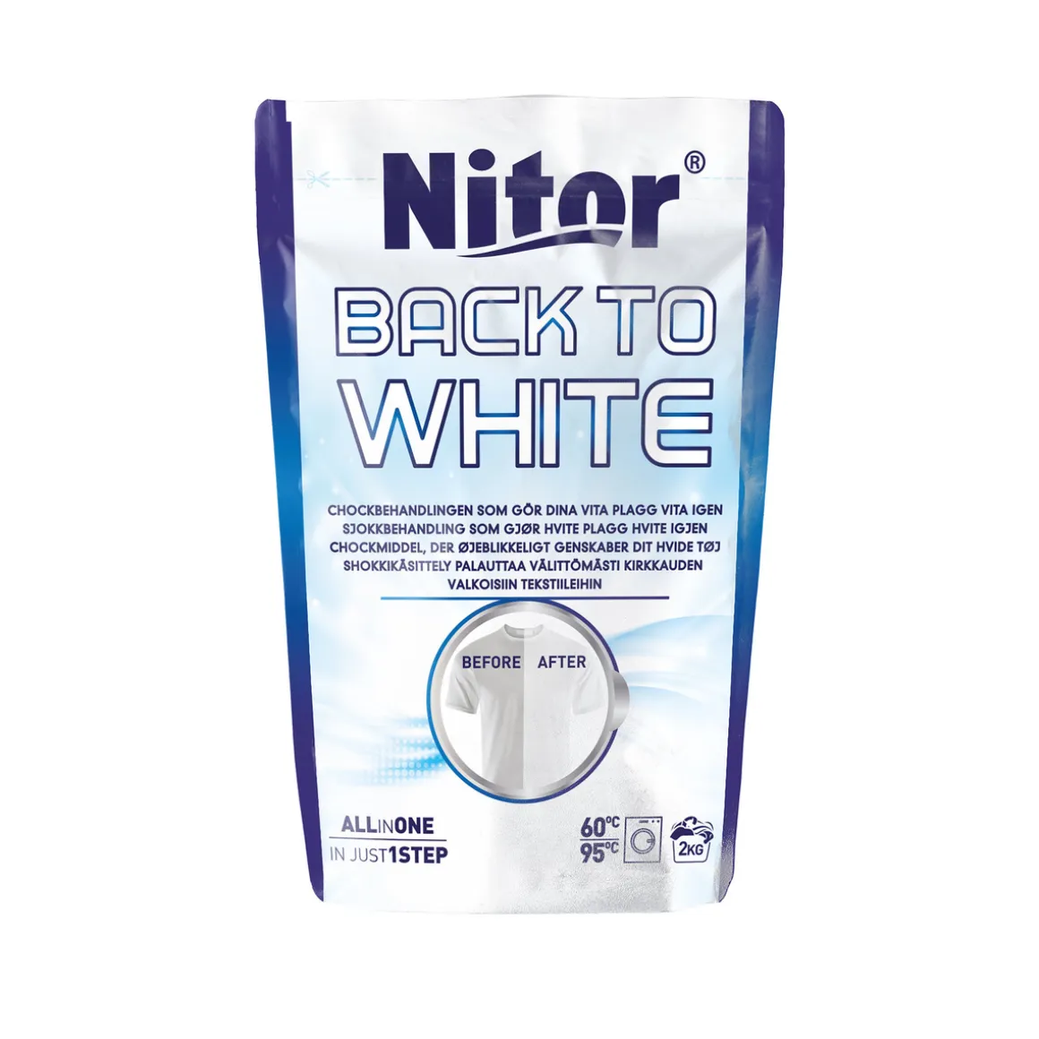 Nitor Tekstilfarve Back to white 400 g – gør gulnede tekstiler strålende hvide igen