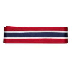 Norgesbånd med norske flags farver, 3 m langt og 25 mm bredt
