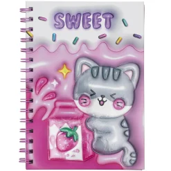 Notesbog Sweet A5, sød spiralbundet skriveblok med 80 linjerede ark, 80 g/m²