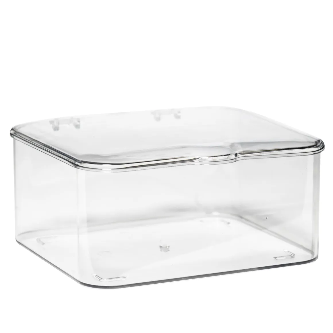 Opbevaringskasse af transparent hård plast, 18×18×9 cm