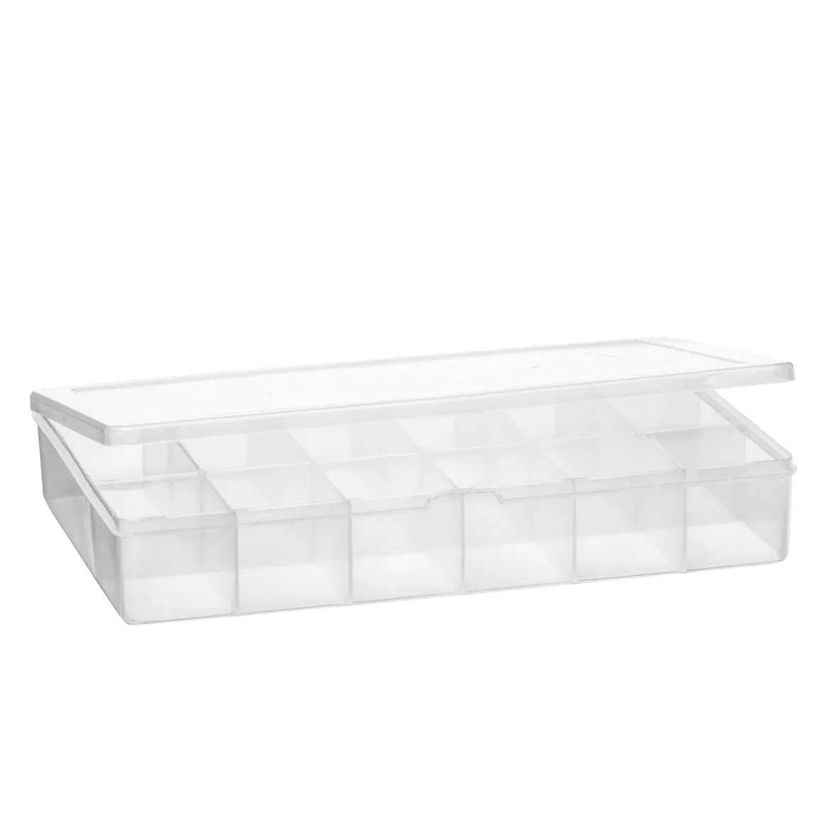 Opbevaringsæske af plast med 17 praktiske rum – 26×17×4,5 cm
