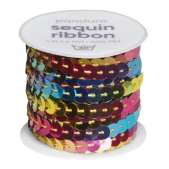 Pailletbånd rainbow, 4 m snor med masser af pailletter, som er Ø6 mm