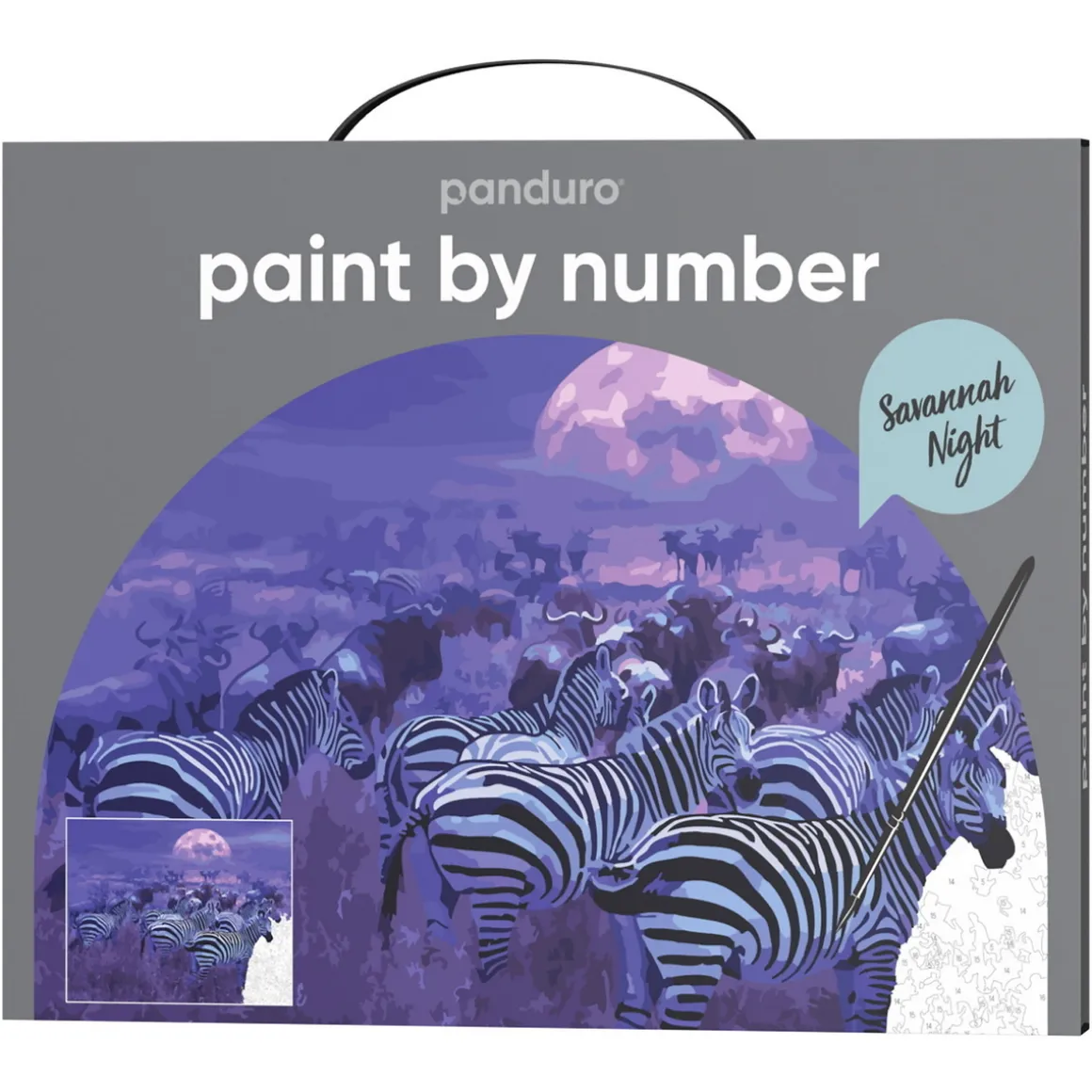 Paint by number/mal efter nummer – nat på savannen, 28×35,5 cm + 19 farver & 3 pensler